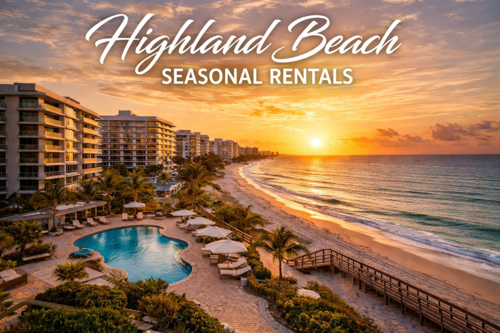 Highland Beach seasonal rentals oceanfront condominium sunset